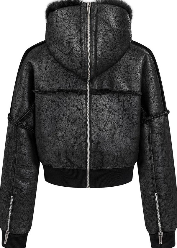 FUR COLLAR MULTI-ZIP JACKET
