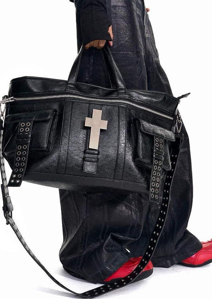 CROSSBODY LEATHER TOTE BAG