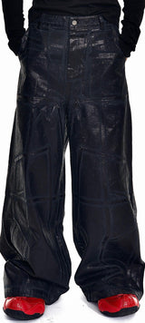 CRACKLE WAXED BAGGY PANTS