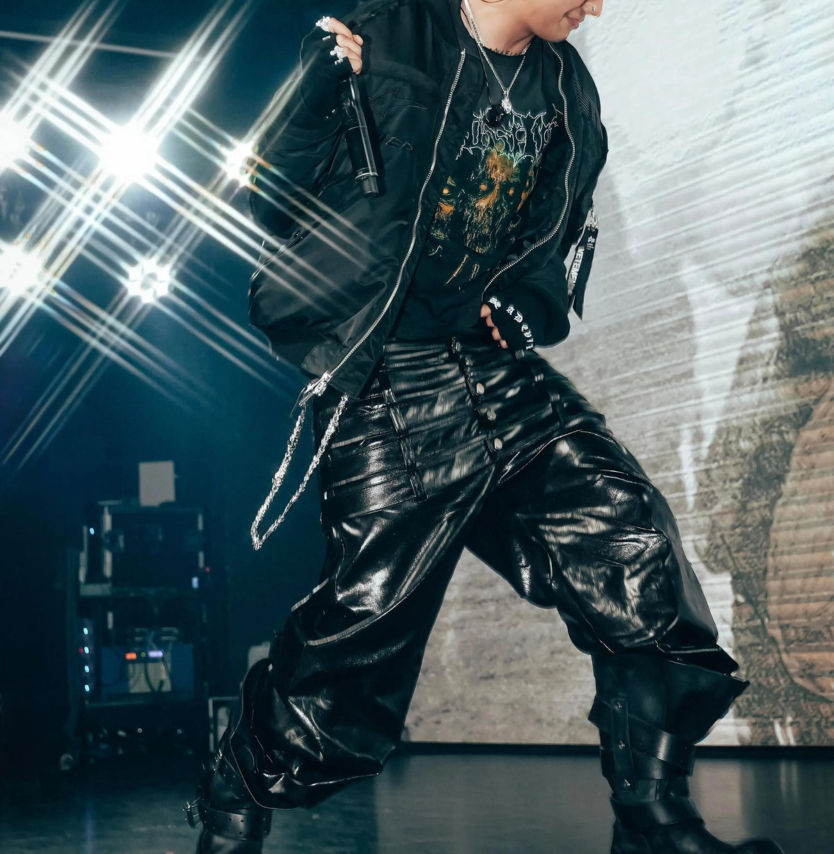 MULTI-WAIST LEATHER PANTS
