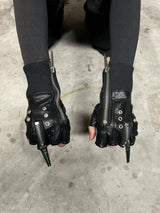 PUNK LAYERED ZIPPER GLOVES