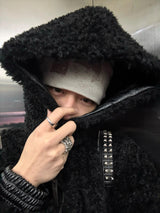 PLUSH PATCHWORK SUEDE HOODED JACKET