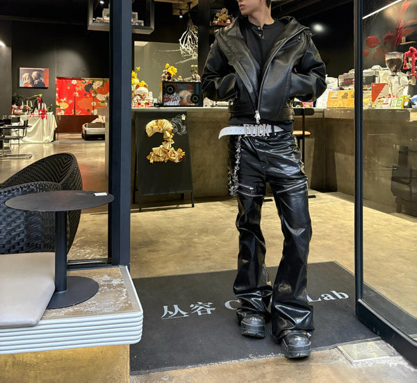 LIQUID METAL ZIPPER WAX PANTS