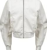 FAUX FUR COLLAR LEATHER JACKET