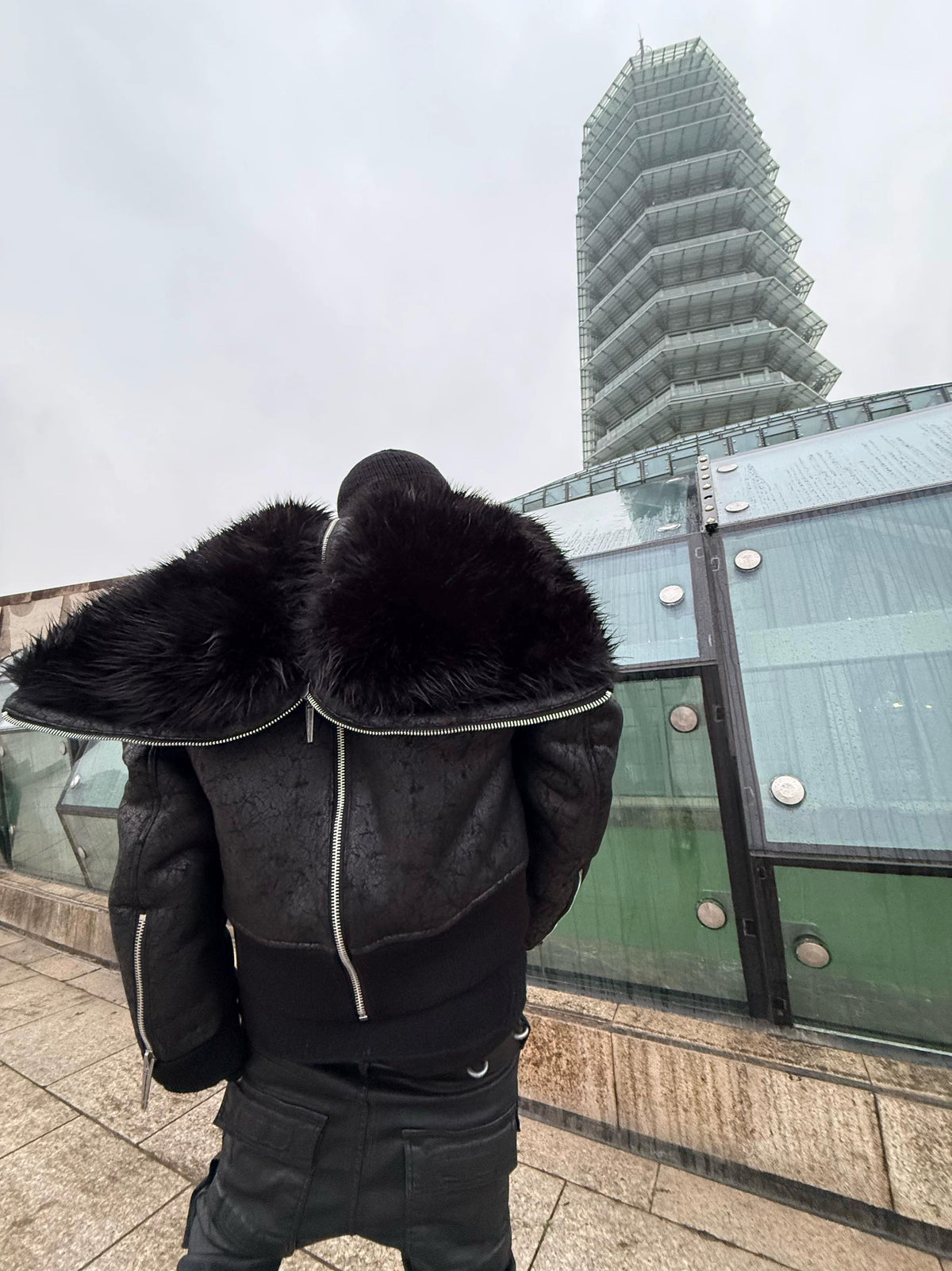 FUR COLLAR MULTI-ZIP JACKET