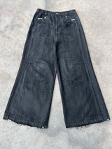 WIDE LEG DESTROYED WAXED JEANS