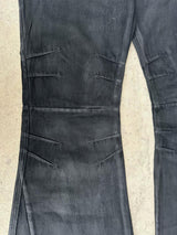 BRUSHED WAX COATED MICRO FLARE JEANS