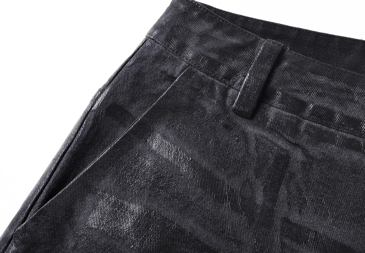 CRACKLE WAXED BAGGY PANTS