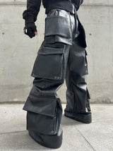 YMIRAU MULTI-POCKET LEATHER PANTS