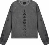 SANSKRIT PRINT WAFFLE LONG SLEEVE T-SHIRT