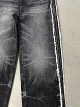 LIGHTNING STRIPE RAW EDGE JEANS