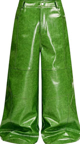 CRISPY GREEN LEATHER PANTS