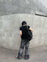 LIGHTNING STRIPE RAW EDGE JEANS