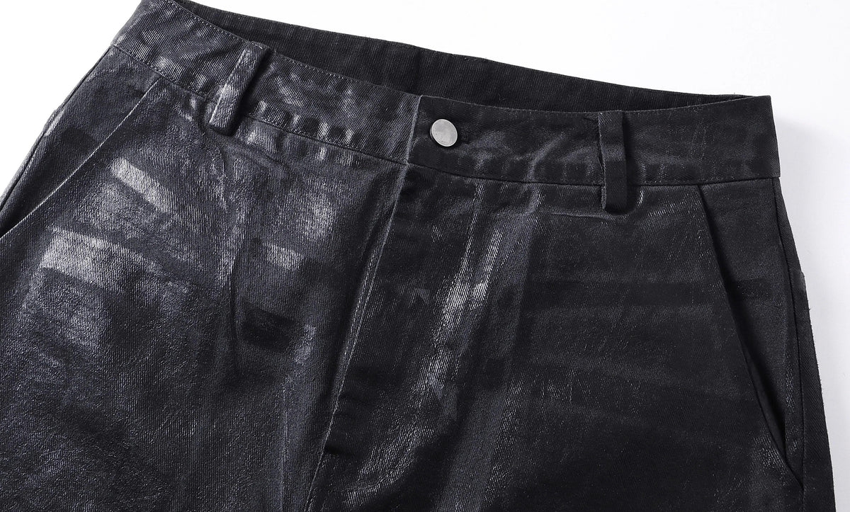 CRACKLE WAXED BAGGY PANTS