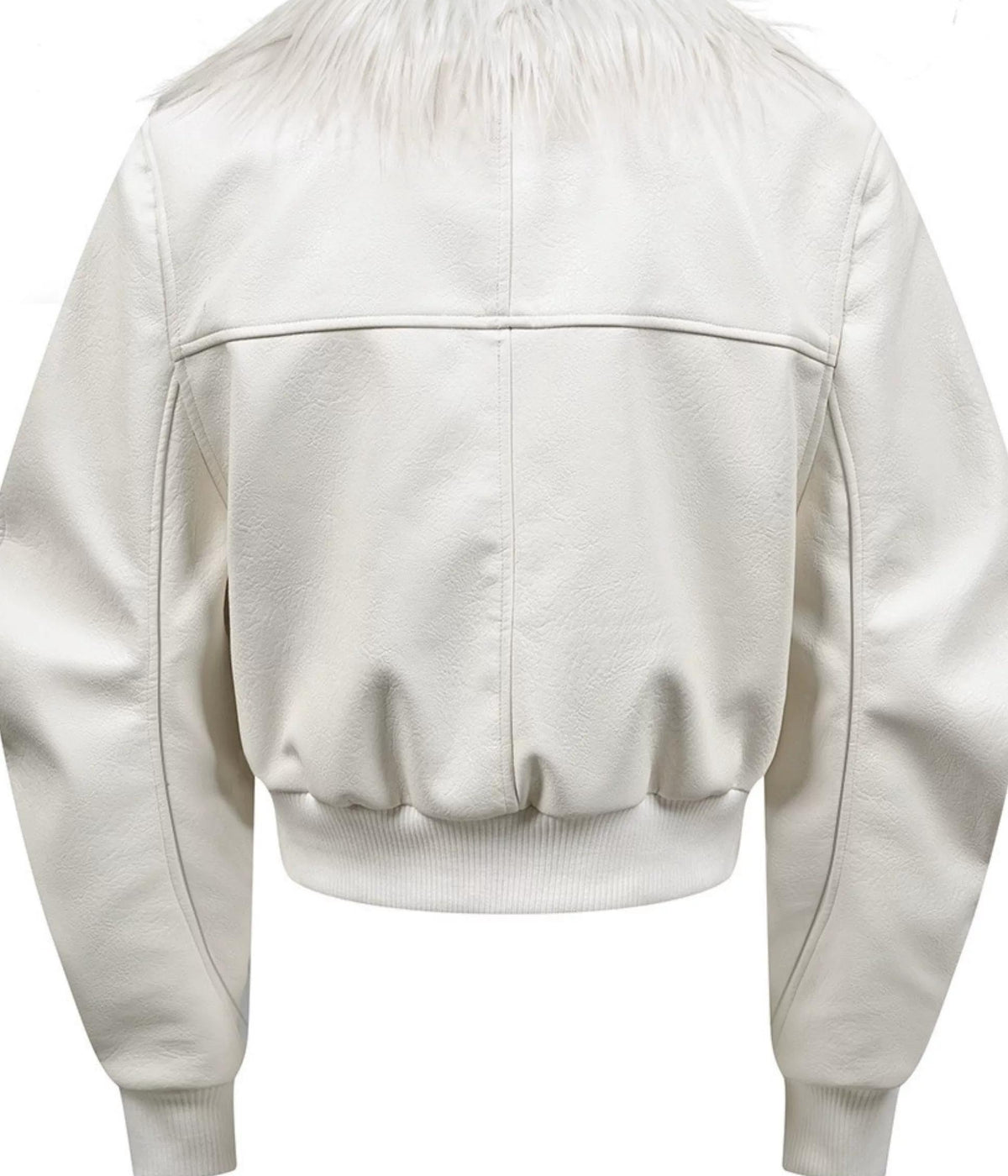 FAUX FUR COLLAR LEATHER JACKET