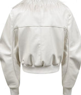 FAUX FUR COLLAR LEATHER JACKET
