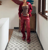 LIQUID METAL PINK COATED JEANS