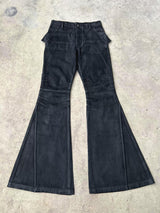 BRUSHED WAX COATED MICRO FLARE JEANS