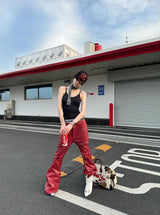 LIQUID METAL PINK WAXED PANTS