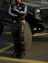 BLACK PONY HAIR BUCKLE BELT