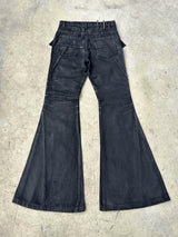 BRUSHED WAX COATED MICRO FLARE JEANS