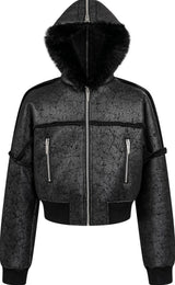 FUR COLLAR MULTI-ZIP JACKET