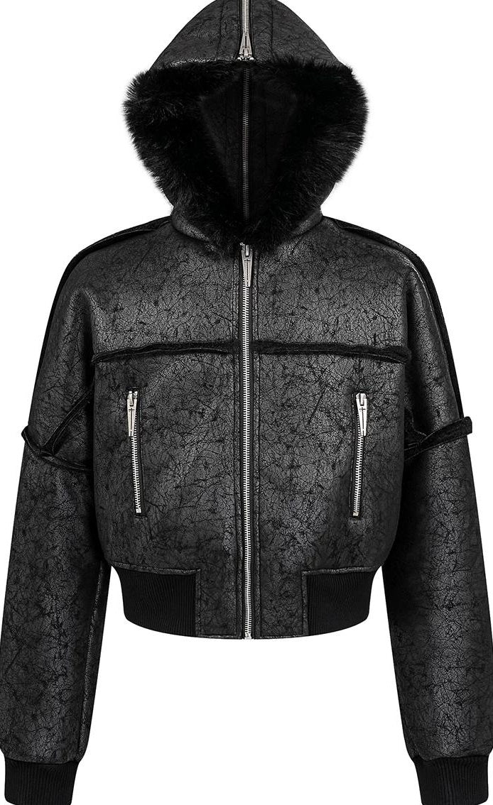 FUR COLLAR MULTI-ZIP JACKET