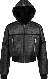 FUR COLLAR MULTI-ZIP JACKET